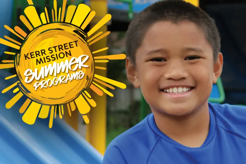 Smiling child at Kerr Street Mission summer camp in Oakville, Ontario